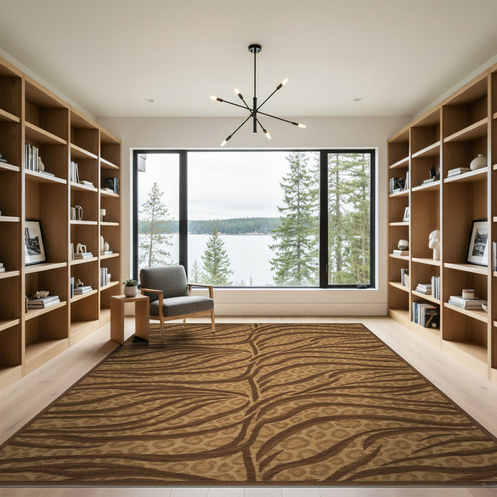 Brown Wave Leopard Area Rug