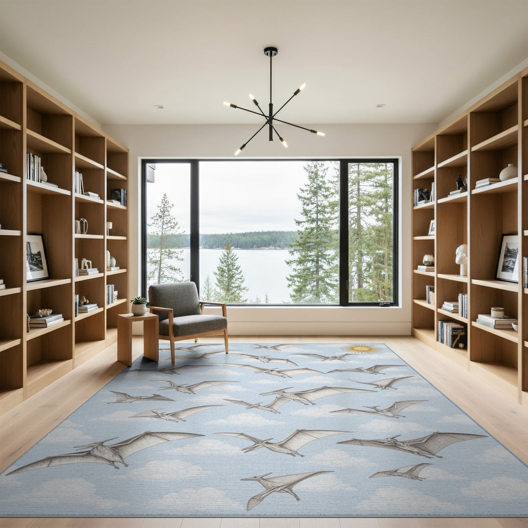 Soaring Pterodactyls Blue Sky Kids Rug