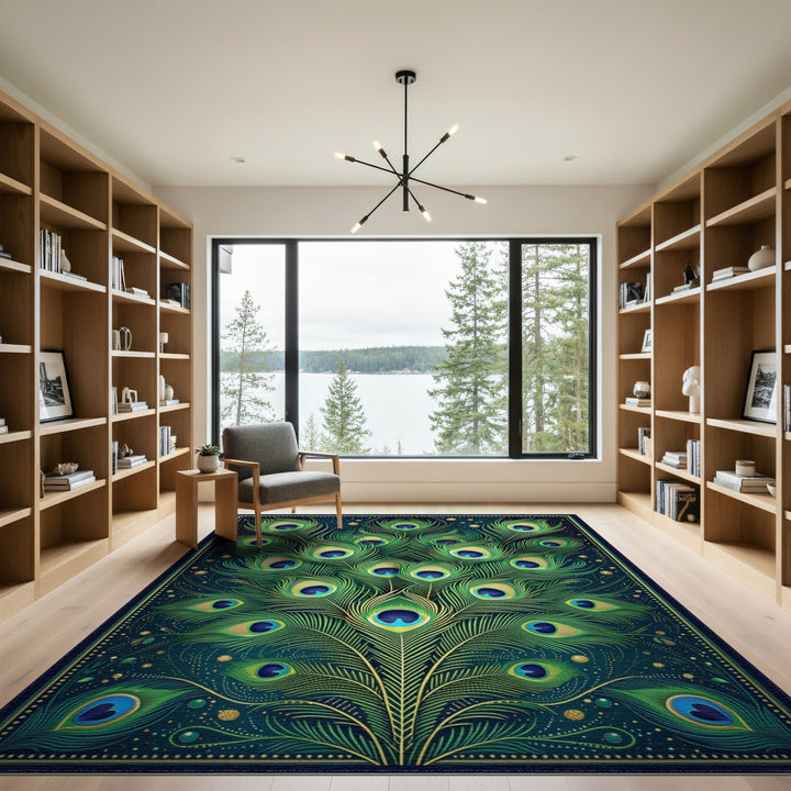 Peacock Feather Green Area Rug