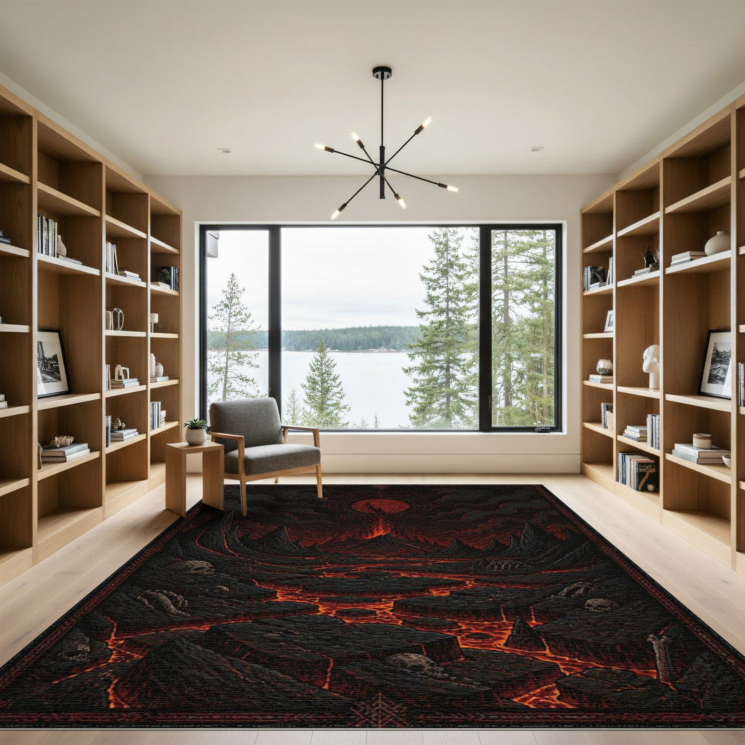 Lava Skull Inferno Red Area Rug