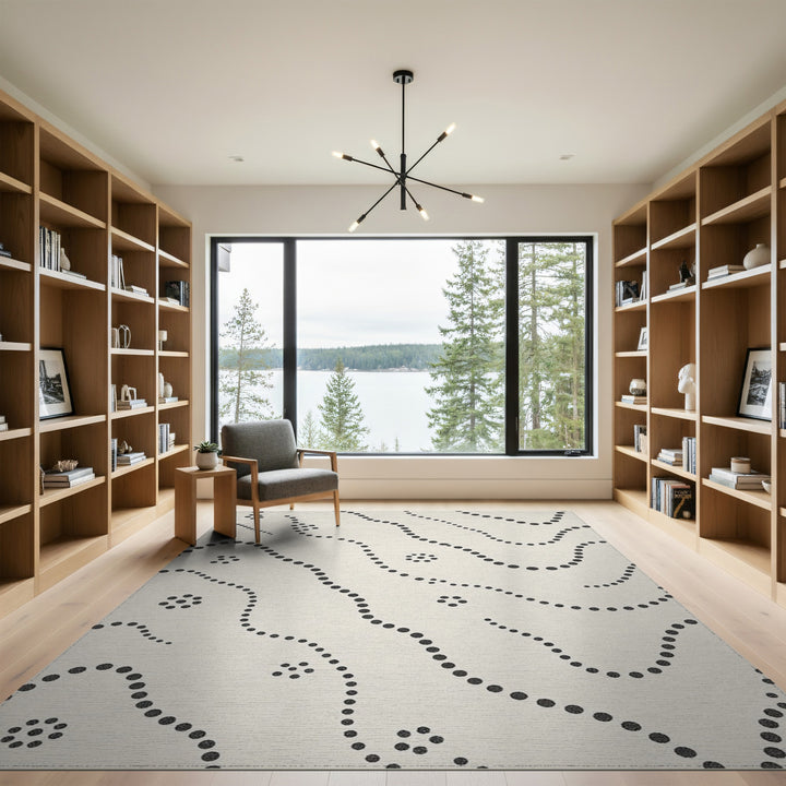 Black Dot Geometric Area Rug