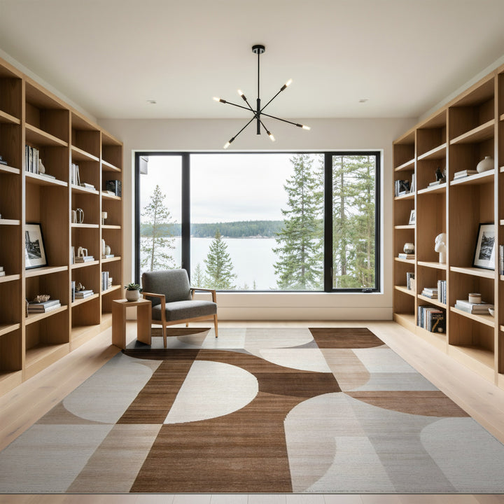 Modern Geometric Brown Area Rug