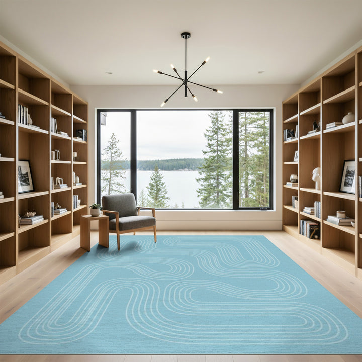 Blue Wave Abstract Area Rug