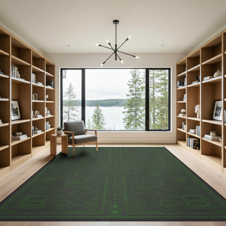 Green Circuit Board Area Rug