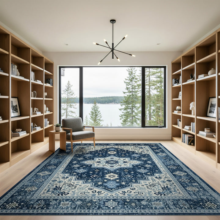 Navy Blue Traditional Persian Area Rug