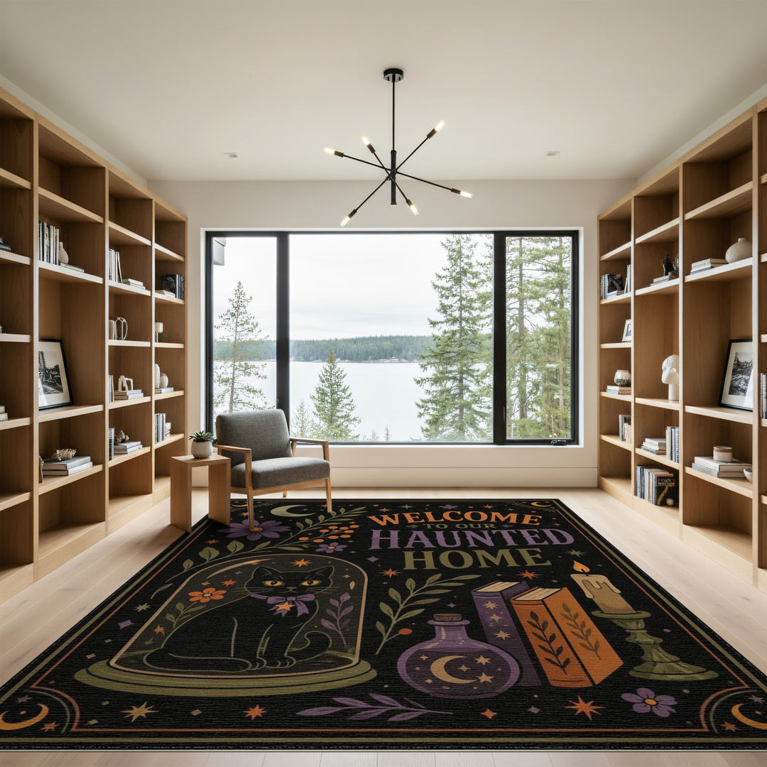 Haunted Home Black Cat Area Rug
