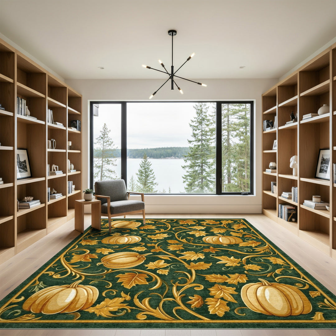 Green Pumpkin Vine Area Rug
