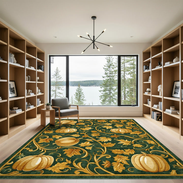 Green Pumpkin Vine Area Rug