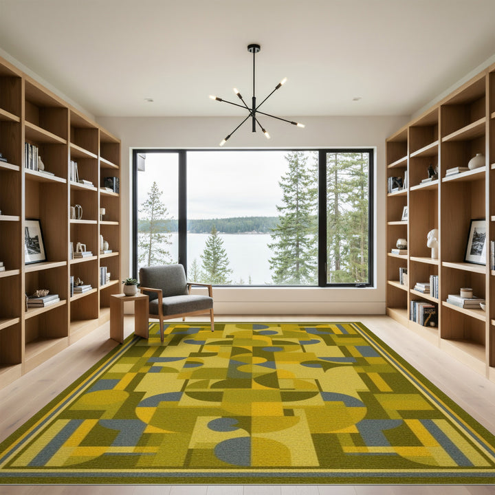 Green Geometric Area Rug