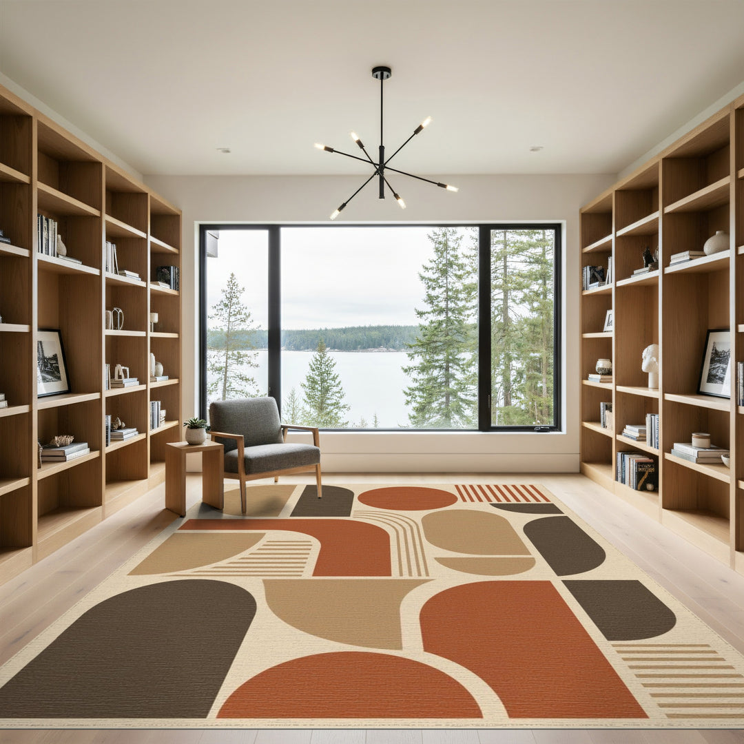 Brown and Tan Brown Tan Geometric Area Rug