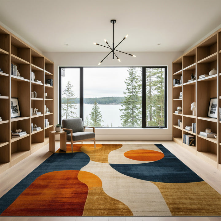 Abstract Circle Multi-Color Area Rug
