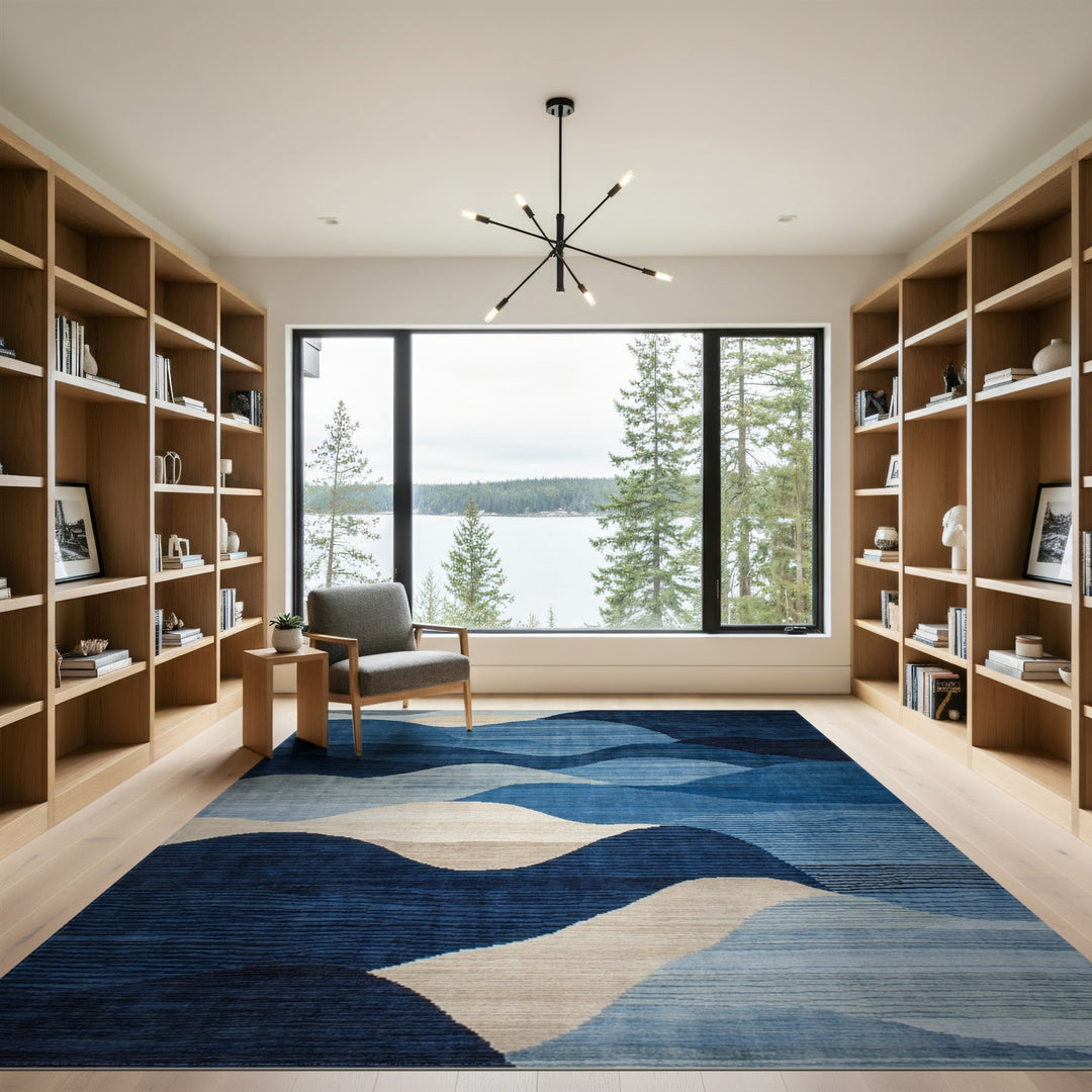 Abstract Area Wave Blue Abstract Wave Area Rug