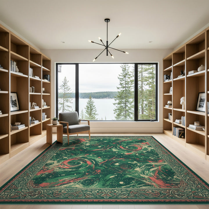 Green Swirl Green Swirl Abstract Area Rug