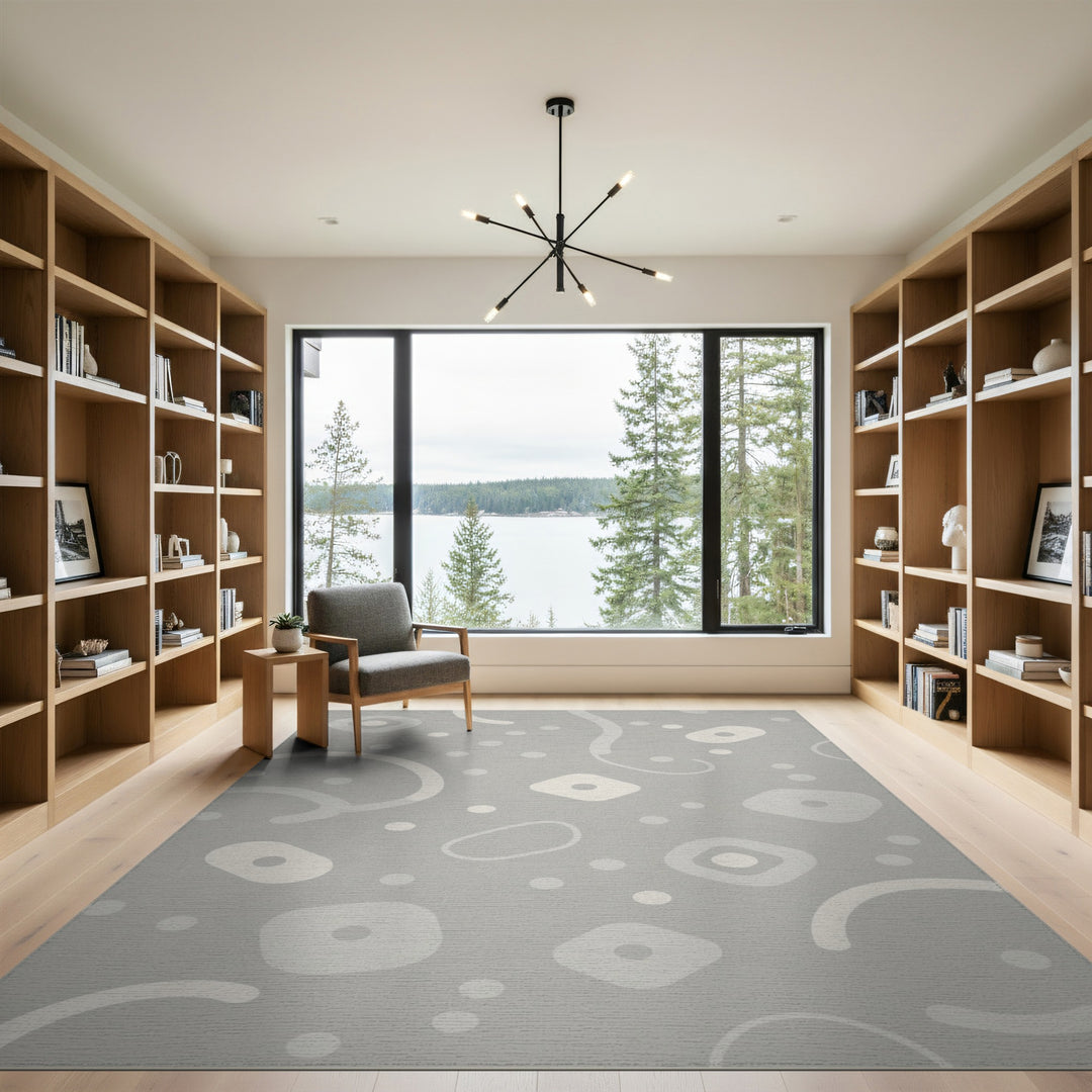 Abstract Area Grey Abstract Shapes Area Rug