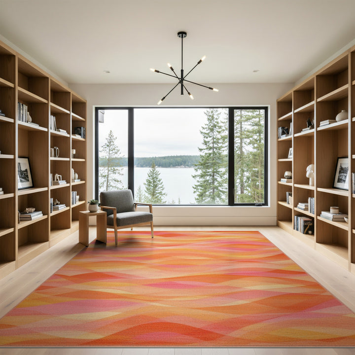 Orange Abstract Area Vibrant Orange Wave Abstract Area Rug