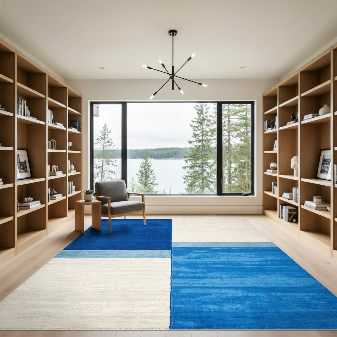 Geometric Modern Blue Geometric Block Area Rug