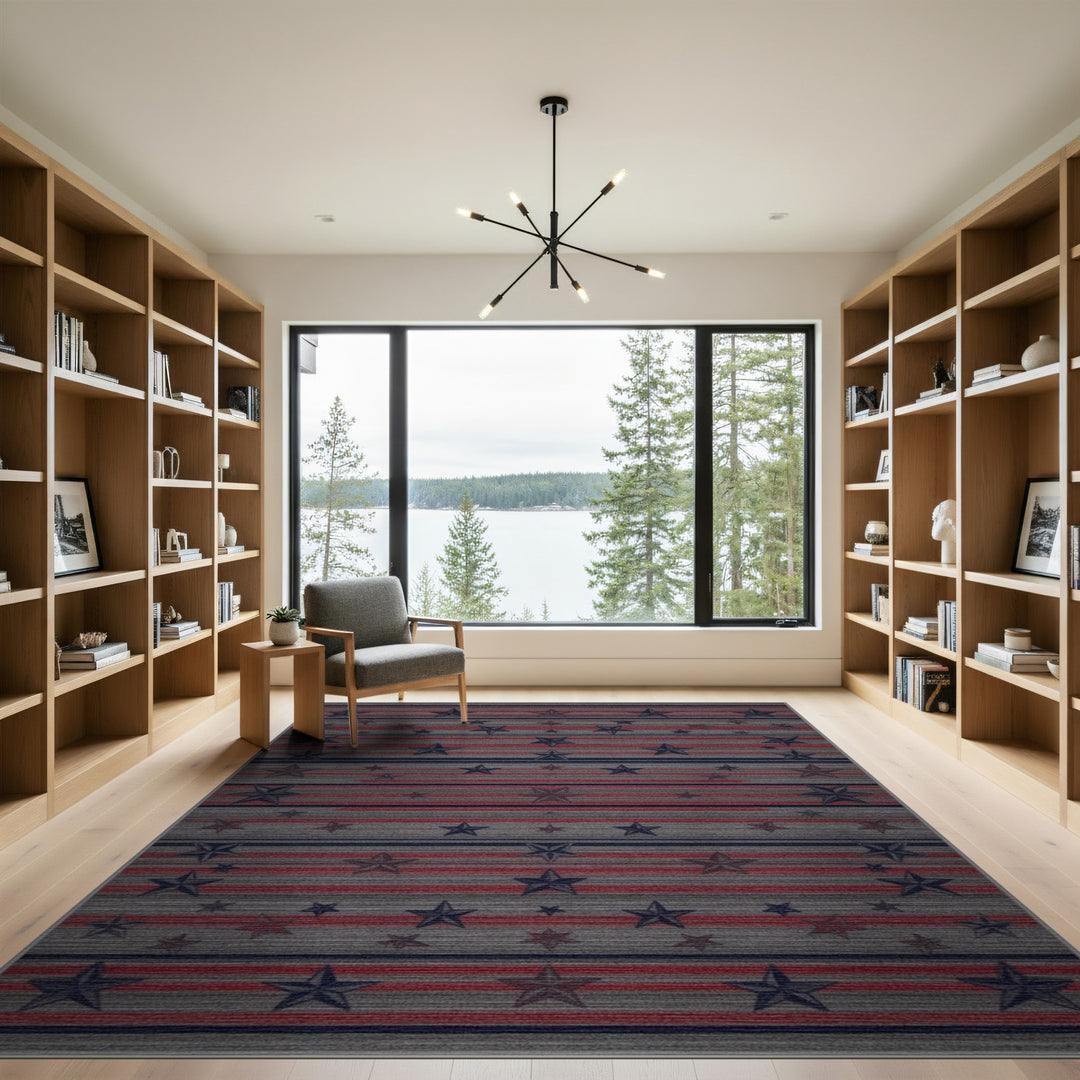Patriotic Stars Washable Area Rug