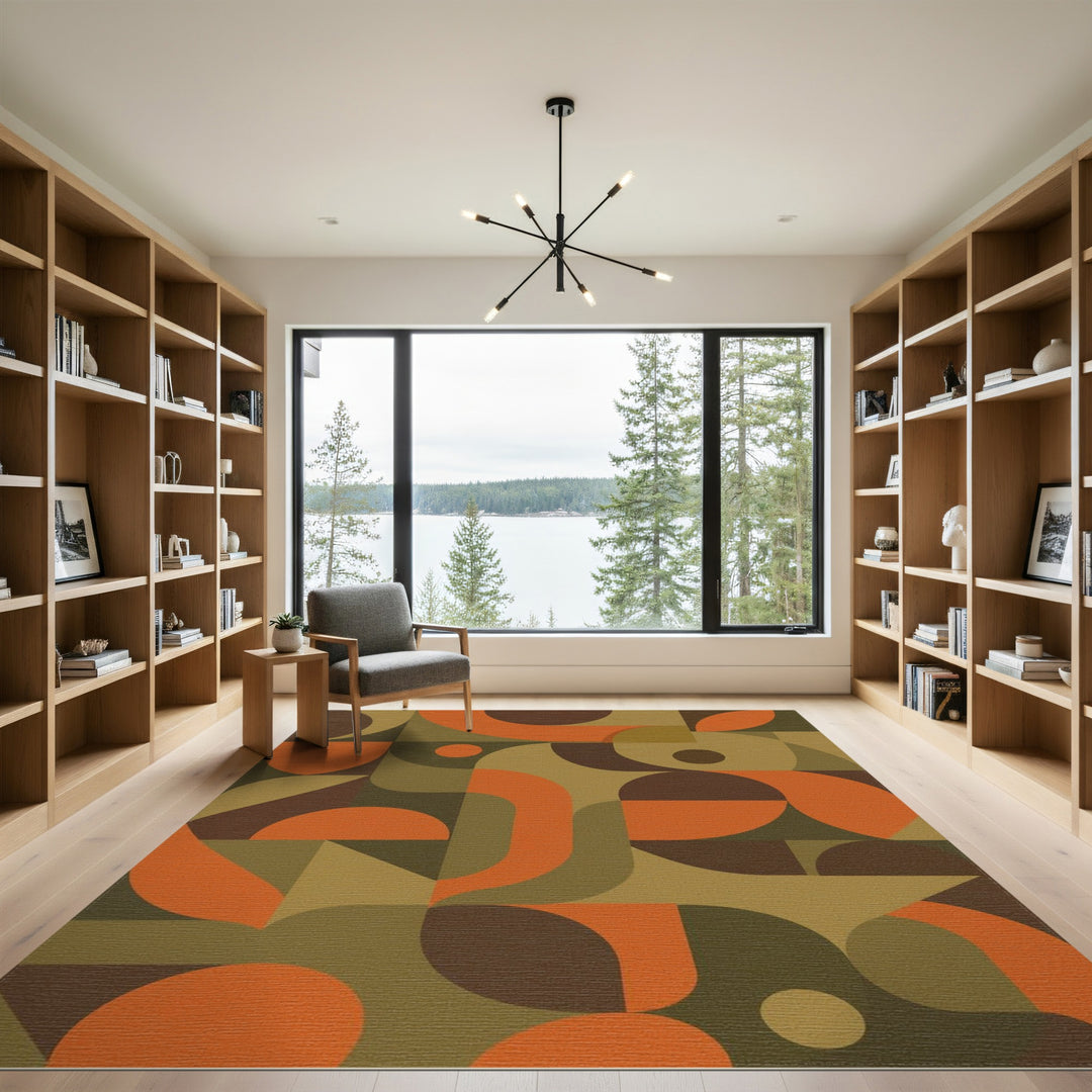 Orange Geometric Modern Orange Geometric Area Rug