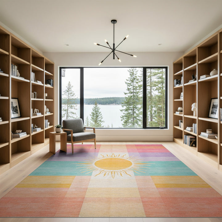 Sunburst Pastel Plaid Area Rug
