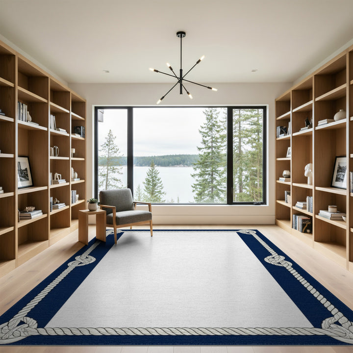 Nautical Rope Knot Navy Coastal Area Rug