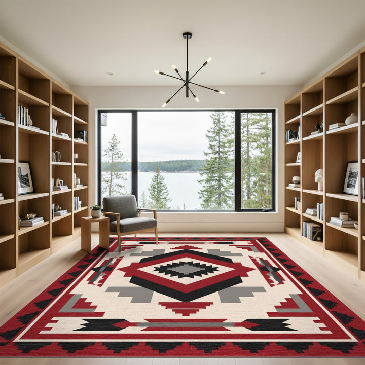 Red Southwestern Geometric Area Rug