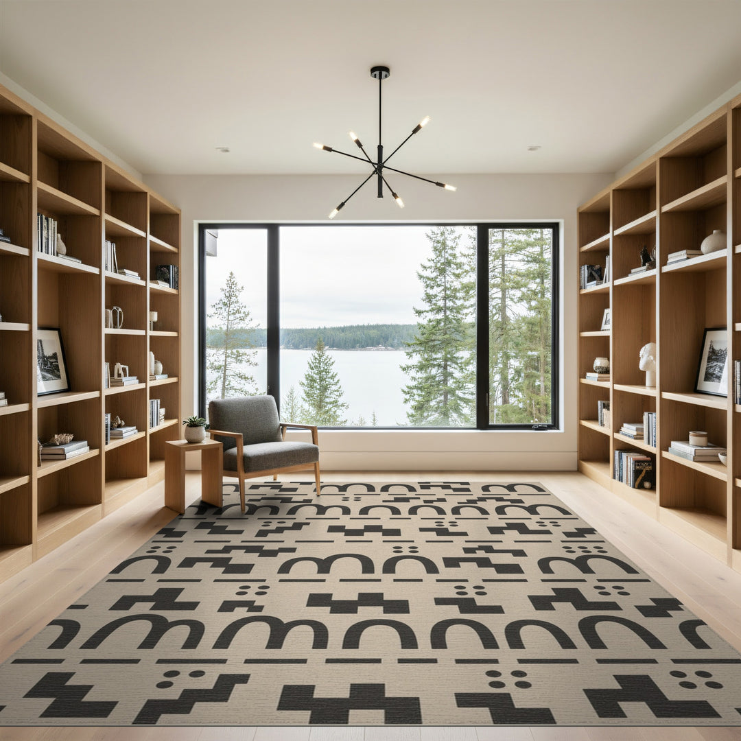 Beige Geometric Modern Area Rug