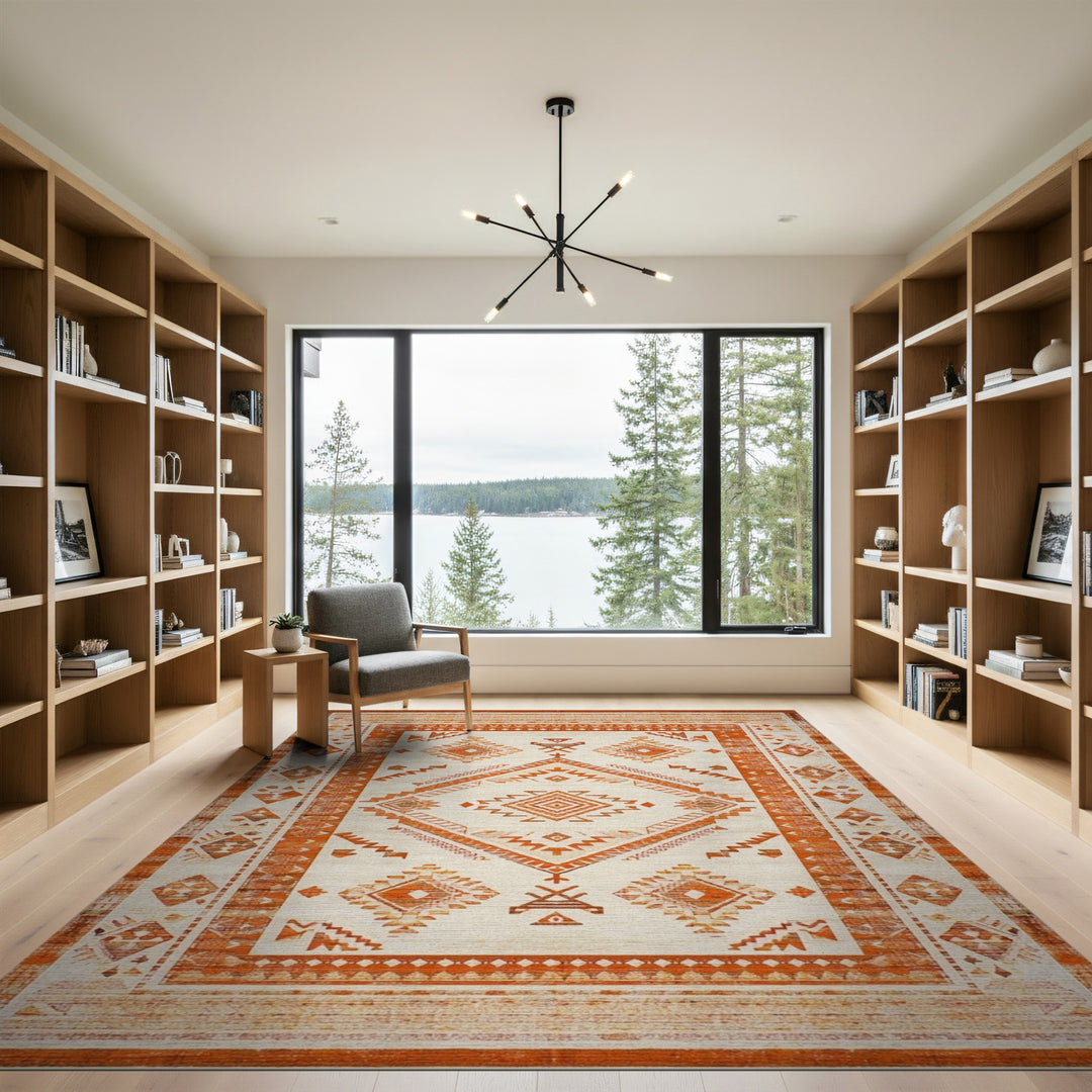 Orange Southwestern Geometric Area Rug