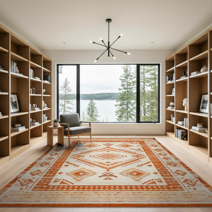 Orange Southwestern Geometric Area Rug