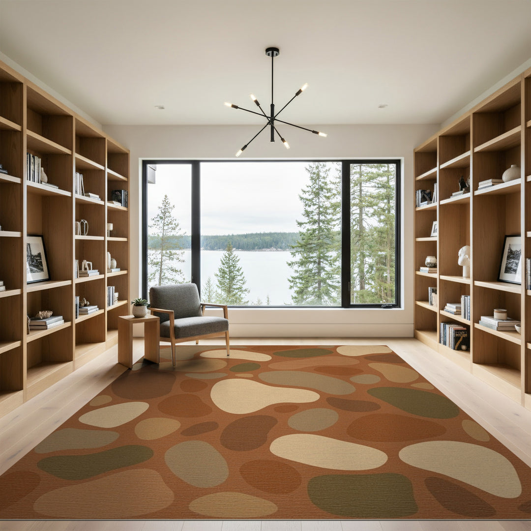 Organic Pebble Brown Tan Area Rug