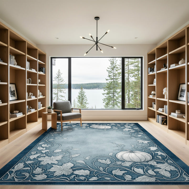 Blue Pumpkin Vine Vintage Area Rug