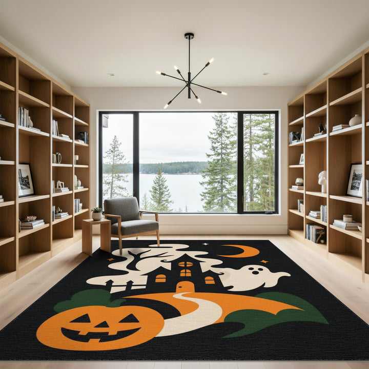 Multi-color and Patterns Haunted House Halloween Area Rug