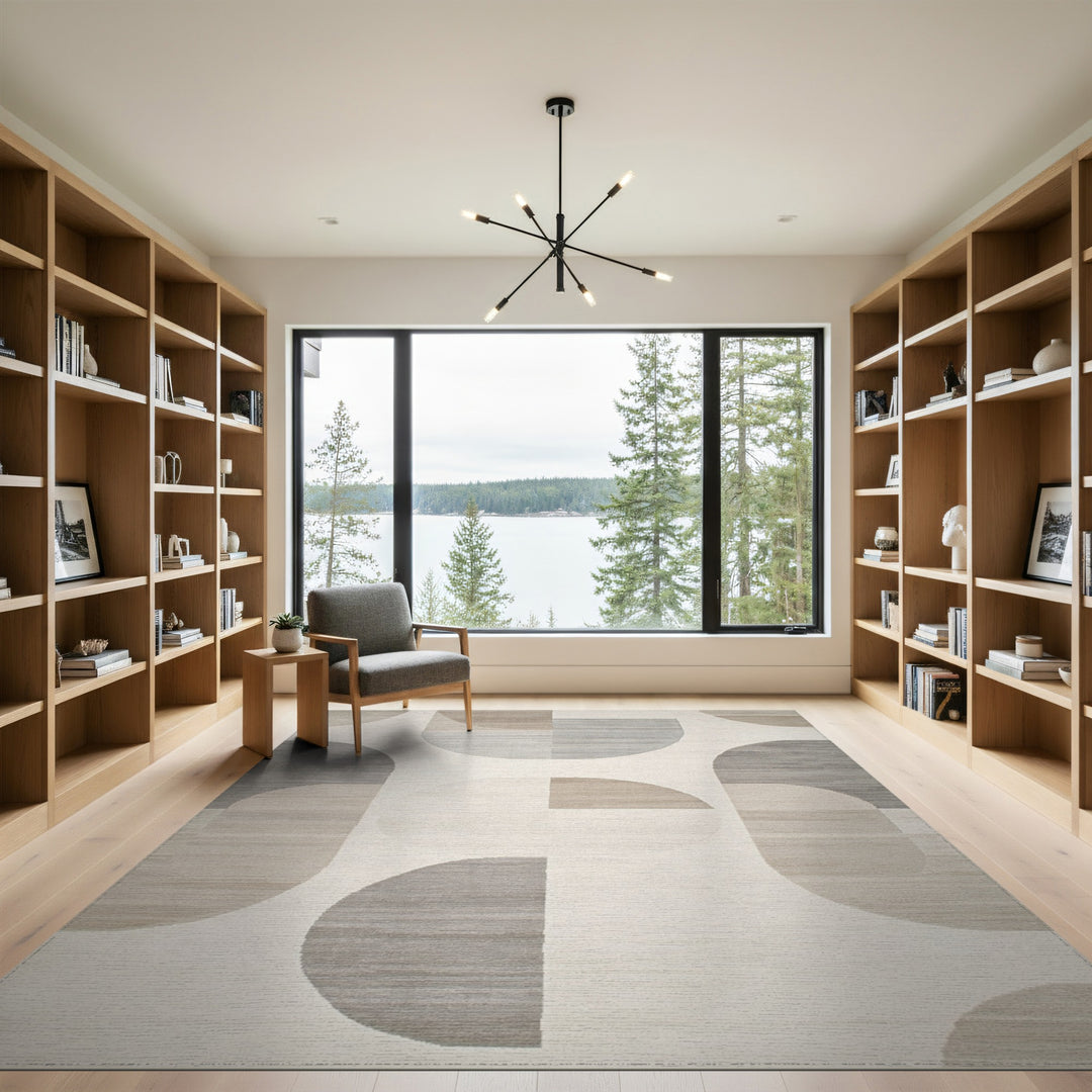 Circle Beige Geometric Circle Area Rug