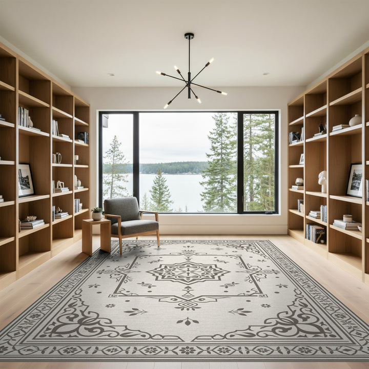 Grey Persian Medallion Area Rug