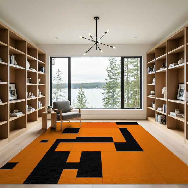 Orange Geometric Modern Area Rug