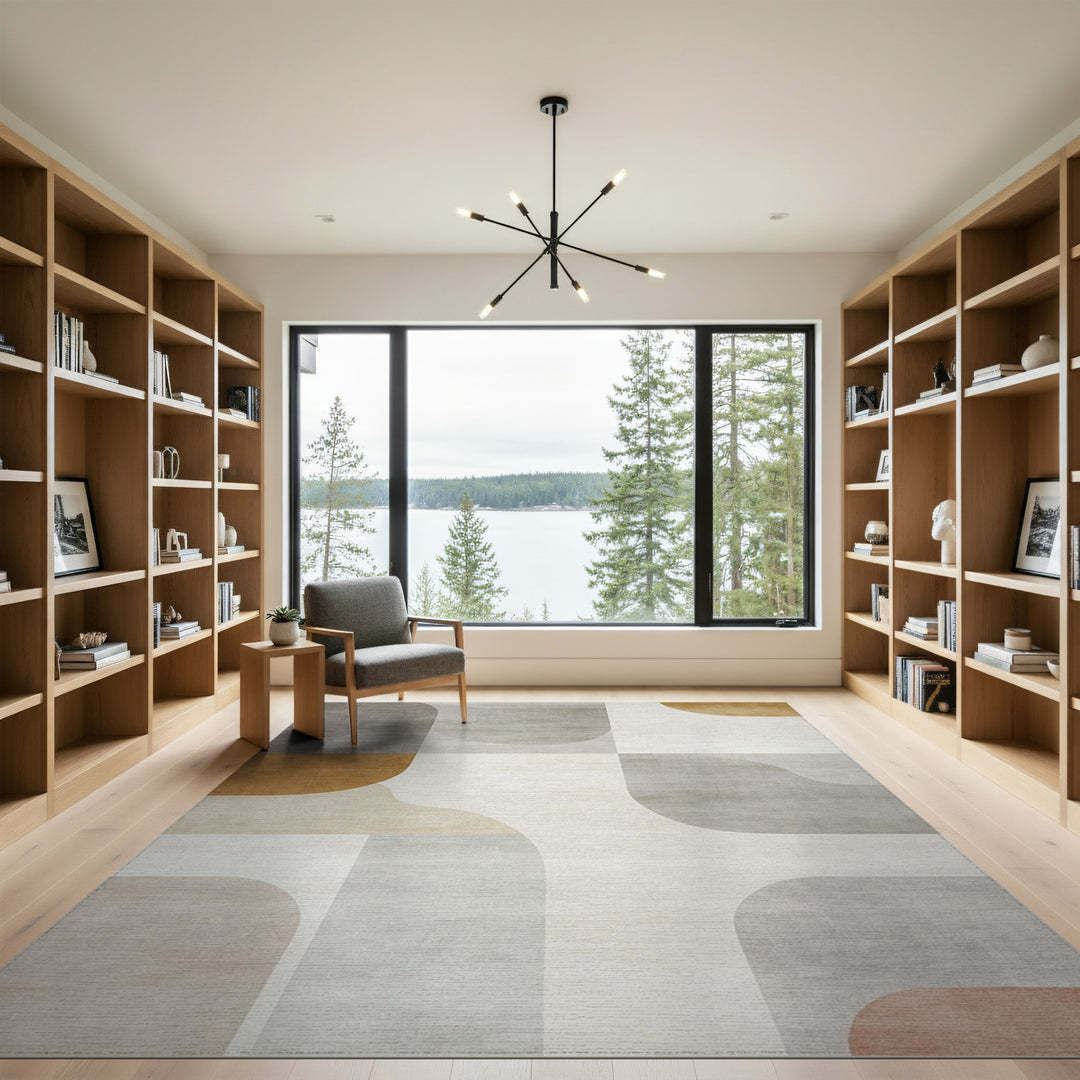 Neutral Geometric Abstract Geometric Modern Area Rug