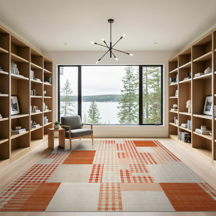 Orange Geometric Patchwork Area Rug