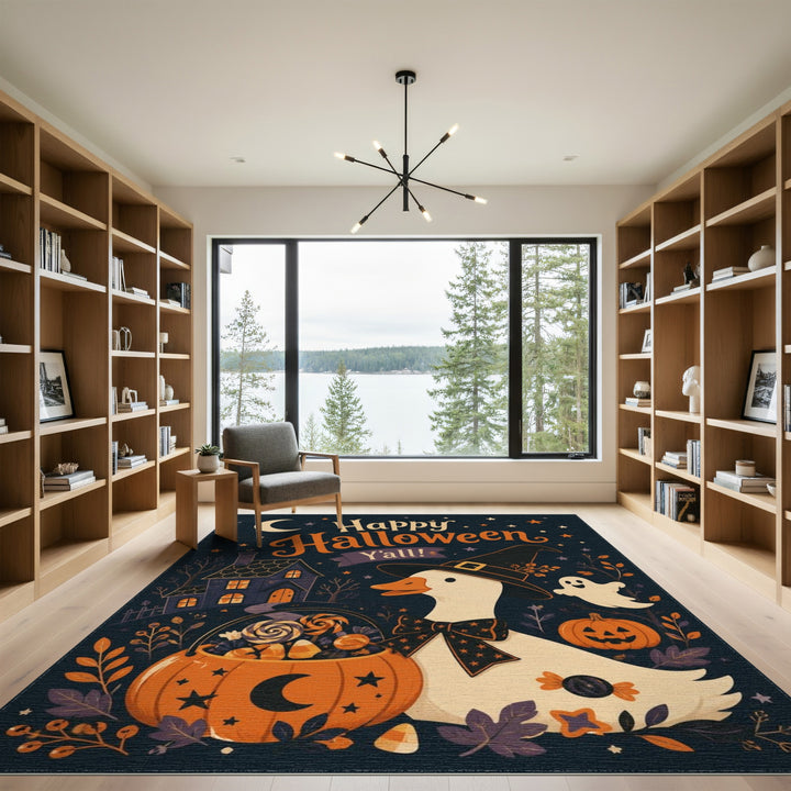 Happy Halloween Witch Duck Area Rug