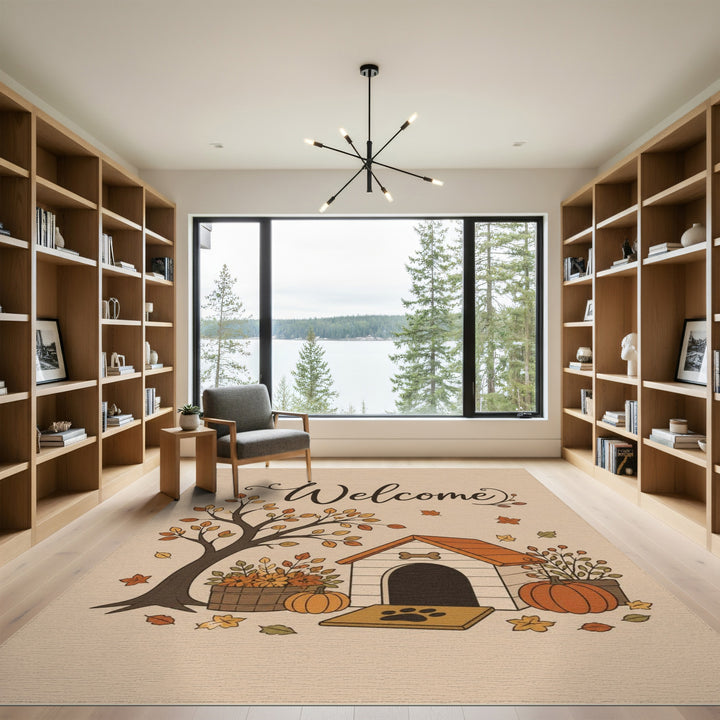 Autumn Welcome Dog House Area Rug
