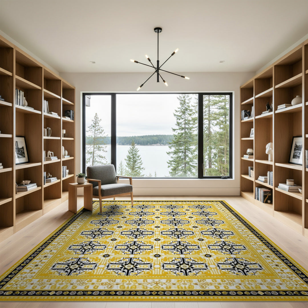 Yellow Geometric Modern Yellow Geometric Area Rug