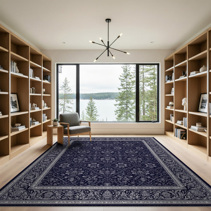 Navy Blue Traditional Persian Area Rug