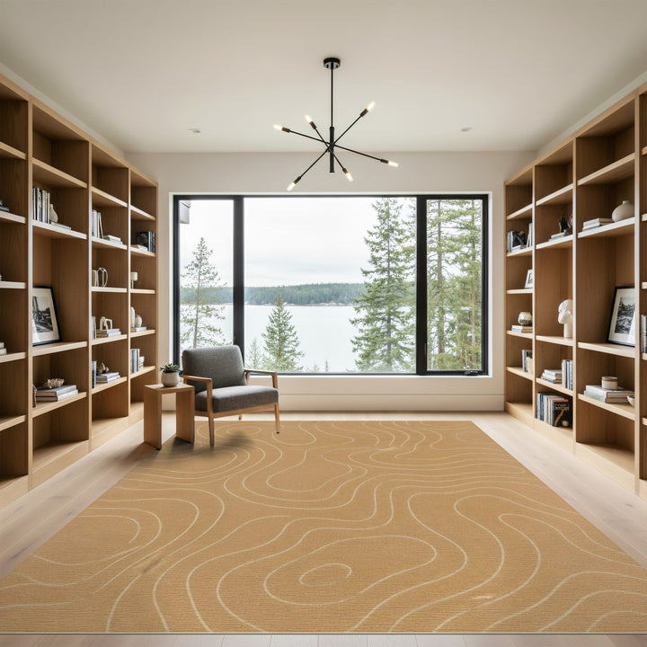 Tan Abstract Contour Area Rug
