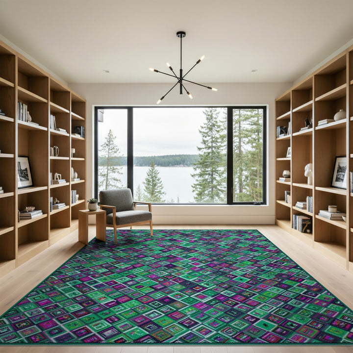 Multi-color and Patterns Vibrant Pixel Geometric Multi-Color Area Rug