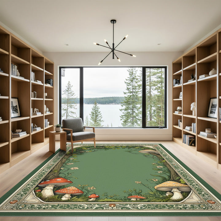 Enchanted Forest Mushroom Green Area Rug