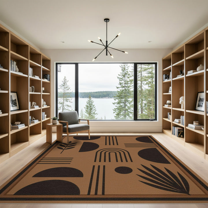 Brown Geometric Area Rug with Modern Arches
