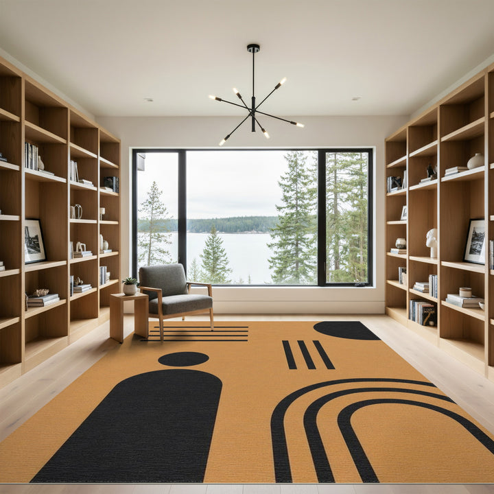 Geometric Arches Brown Tan Area Rug