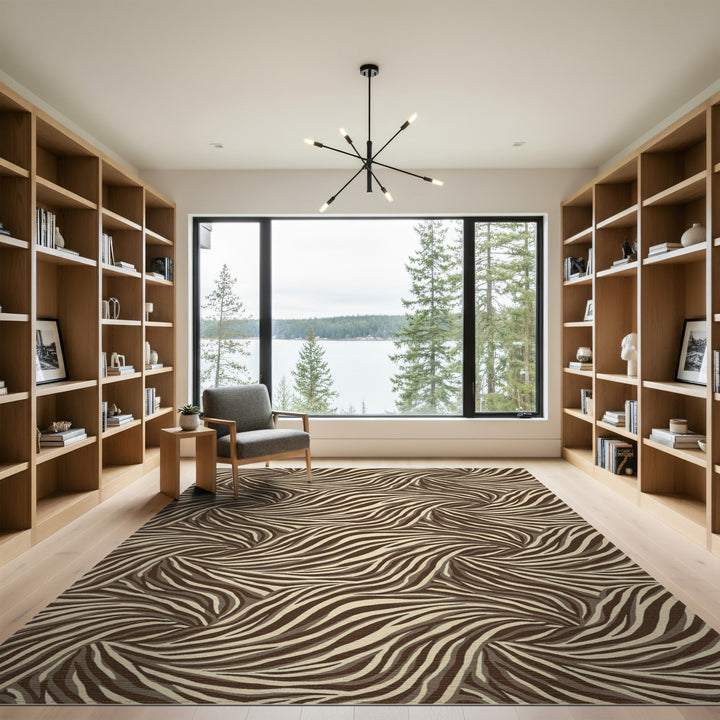 Brown Swirling Stripe Area Rug