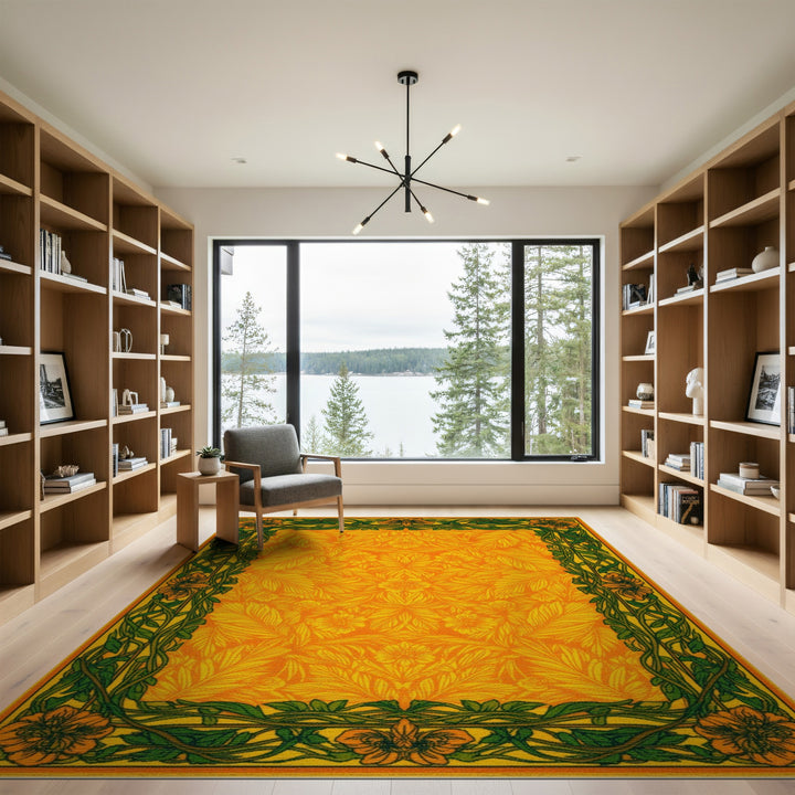 Yellow Floral Vintage Area Rug