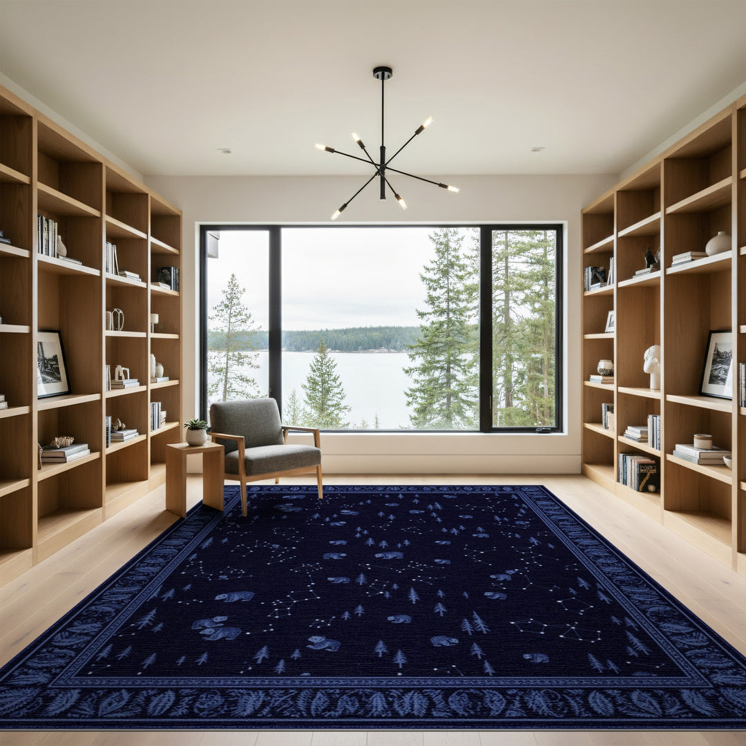 Blue Celestial Bear Constellation Area Rug