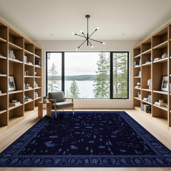 Blue Celestial Bear Constellation Area Rug