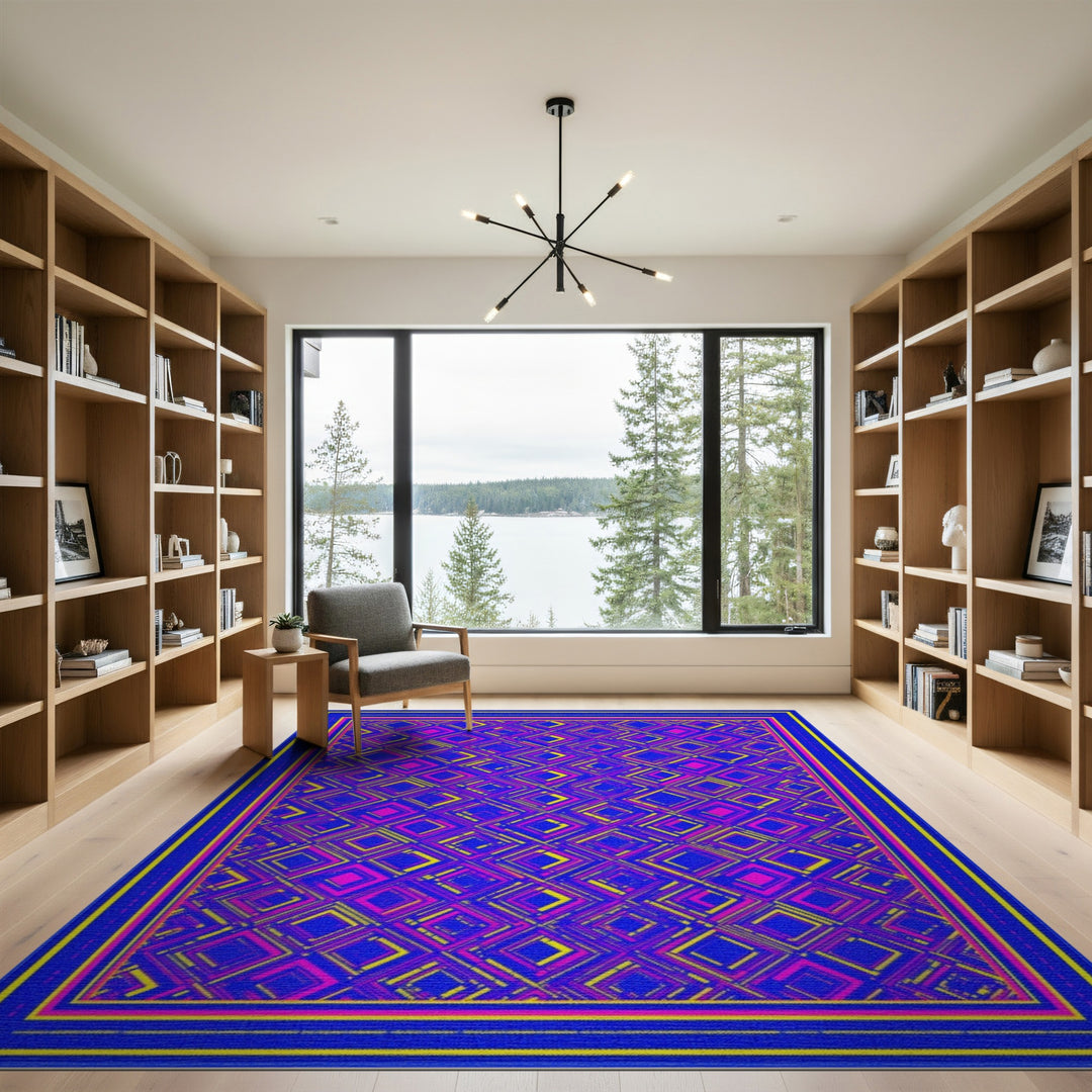 Vibrant Neon Geometric Area Rug